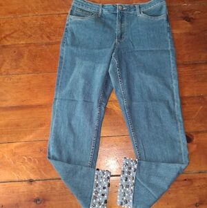 *bogo* Women's Blue Jeans with Embellished Hem